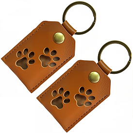 Брелоки из искусственной кожи, с застежками из античного бронзового сплава, прямоугольник с отпечатком лапы
