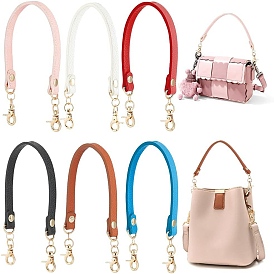 6Pcs 6 Colors PU Imitation Leather Bag Handles, with Alloy Lobster Claw Clasps, for Purse Making