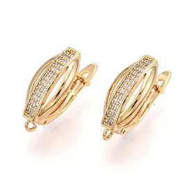 Латунный микропаве кубический цирконий кольцо серьги фурнитура, без свинца, без никеля и без кадмия, овальные