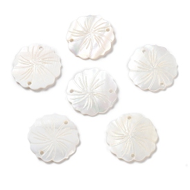 Natural Freshwater Shell Pendants, Round Charms