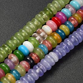 Бусины из натурального белого нефрита, окрашенные, рондель