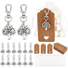 48шт. брелки из сплава, дерево, с поворотными карабинами из сплава и подарочными пакетами из бумажных карточек и органзы