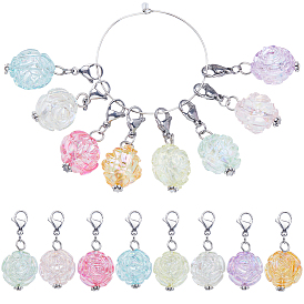 Маркеры петель розы, прозрачные акриловые подвески крючком с застежкой-лобстером, маркер с замком и кольцом с подвеской в виде винного бокала