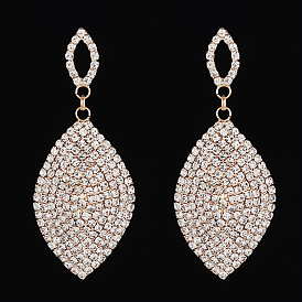 Fashionable Women's Exquisite Ear Jewelry with Horse Eye Water Diamond Claw Chain Full Drill Earrings