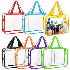 7Pcs 7 Colors PVC Zipper Storage Bags with Handle, Rectangle