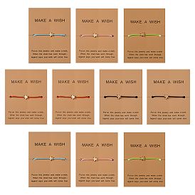 10шт. 5 цвета, регулируемые браслеты из вощеного шнура, браслеты из золотых бусин со звездами для женщин