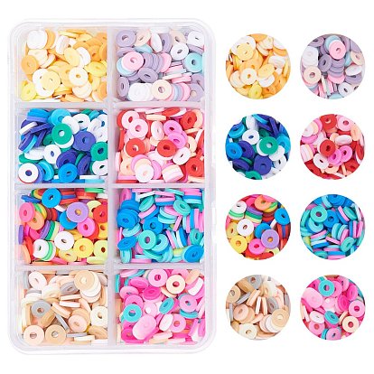 Brin de perles pate polymère faits à la main , pour les fournitures de bricolage bijoux artisanat, perles heishi, disque / plat rond