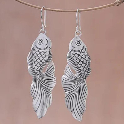 Серьги-подвески из цинкового сплава в стиле ретро для женщин, рыба