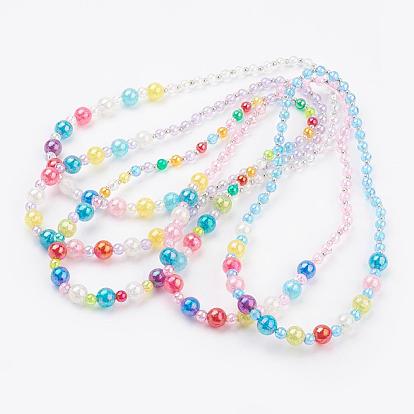 Los niños collares, con cuentas de hierro de tono platino y abalorios acrílicos de color ab