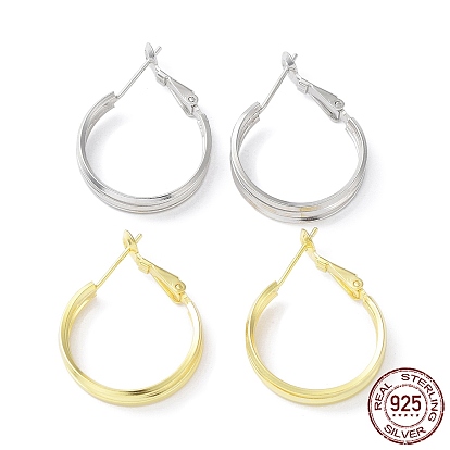 Rhodium Plated 925 Sterling Silver Hoop Earrings, Round, with S925 Stamp