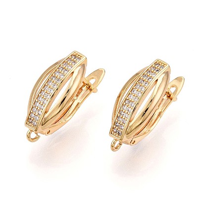 Латунный микропаве кубический цирконий кольцо серьги фурнитура, без свинца, без никеля и без кадмия, овальные