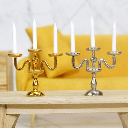 Модель мини-подсвечника из сплава, аксессуары для кукольного домика с микро-ландшафтом, притворяясь опорными украшениями