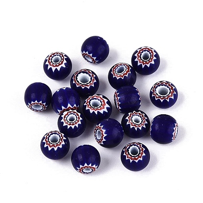 Ручной Millefiori Стеклянные круглые бусины, шевронные бусины