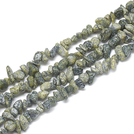 Natural Serpentine/Green Lace Stone Beads Strands, Chip