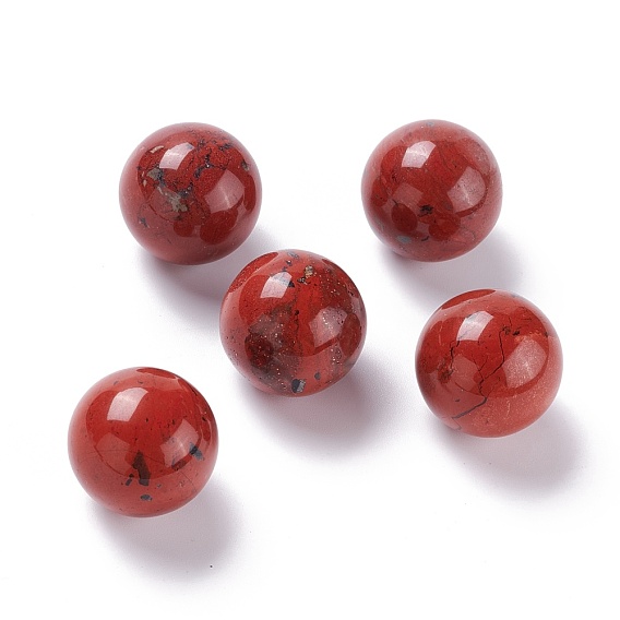 Natural Red Jasper Beads, No Hole/Undrilled, for Wire Wrapped Pendant Making, Round