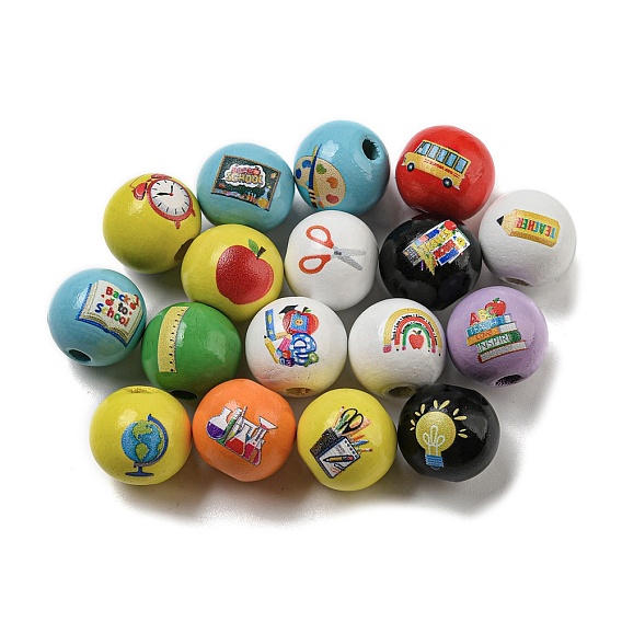 Набивные деревянные европейские бусины, бусины с большим отверстием, круглые