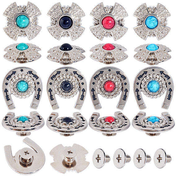 8шт. 8 варианты винтовых заклепок из цинкового сплава и смолы, DIY кожаный гвоздь, подковы