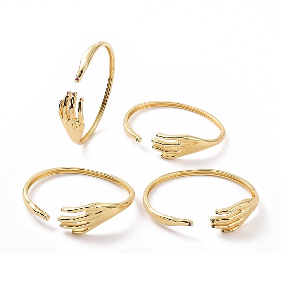 Кубический цирконий браслет-манжета на руку с открытой ладонью, золотые латунные украшения для женщин