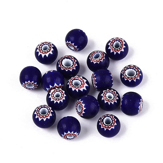 Ручной Millefiori Стеклянные круглые бусины, шевронные бусины