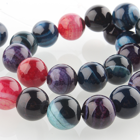 Natural Gemstone Agate Round Bead Strands, Dyed, 14mm, Hole: 1mm, about 28pcs/strand, 15.16 inch