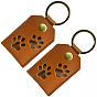 Брелоки из искусственной кожи, с застежками из античного бронзового сплава, прямоугольник с отпечатком лапы