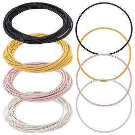 BENECREAT 48Pcs 4 Colors Steel Wire Round Snake Chain Bracelets Set, Guitar String Coil Bracelets for Women