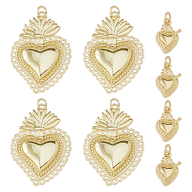 Acumular colgantes de chapado de latón, encantos del sagrado corazón, sin plomo y cadmio, larga duración plateado, con anillo de salto