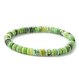 Natural Serpentine Jade Flat Round Beaded Stretch Bracelets