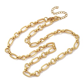 Ионное покрытие (ip) 304 ожерелья из нержавеющей стали с овальными и кольцевыми звеньями для женщин