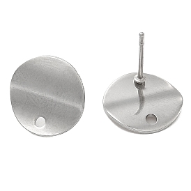 201 Stainless Steel Stud Earrings Finding, with 304 Stainless Steel Pins, Flat Round