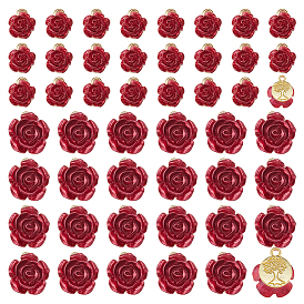 48 шт. 2 стили подвески из непрозрачной смолы с розами, подвески-цветы с фурнитурой из позолоченного сплава