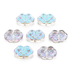 Electroplate Transparent Glass Beads, Half Plated, Auspicious Clouds