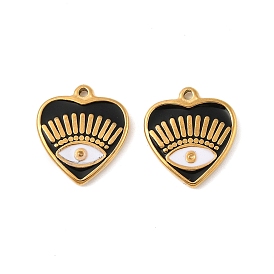 304 нержавеющей стальной эмали подвески, сердце с очаровательными глазами, реальный 18 k позолоченный, вакуумное покрытие pvd