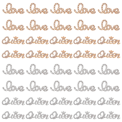 40Pcs 4 Styles Alloy Rhinestone Cabochons