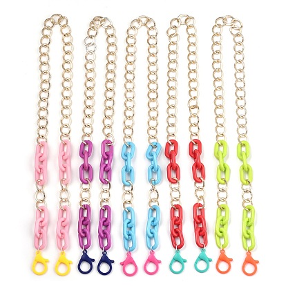 Personalized Aluminium & Acrylic Chain Necklaces, Eyeglass Chains, Handbag Chains, with Plastic Lobster Claw Clasps