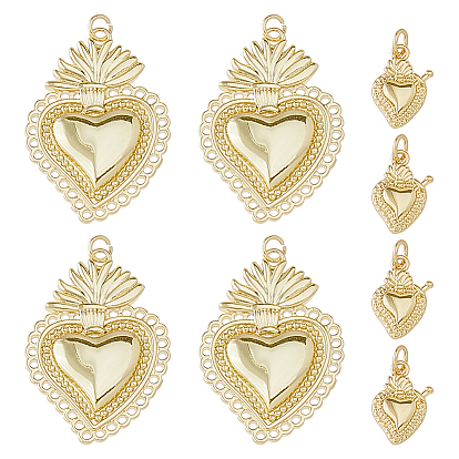 Acumular colgantes de chapado de latón, encantos del sagrado corazón, sin plomo y cadmio, larga duración plateado, con anillo de salto