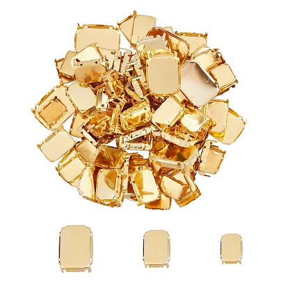 Unicraftale 201 Stainless Steel Sew on Prong Settings, Claw Settings for Pointed Back Rhinestone, Rectangle Octagon