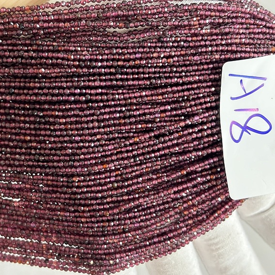 Гранат природный бисер нитей, граненые, круглые