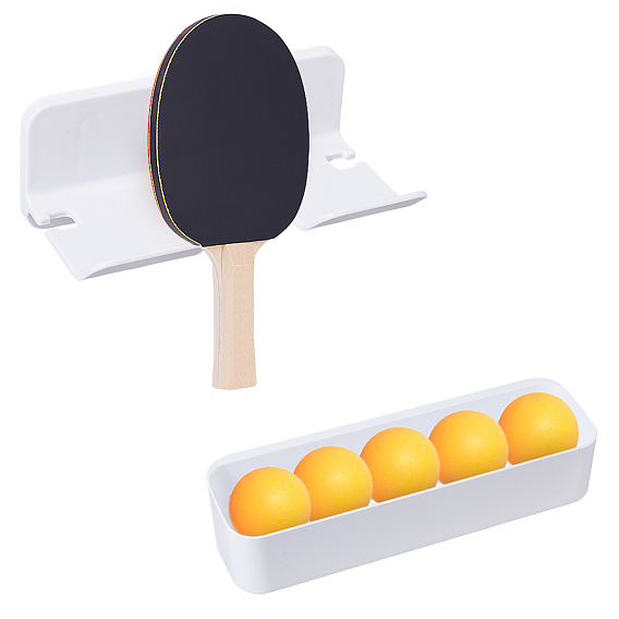 1Caja de almacenamiento de plástico para mesa de ping-pong, con estante de almacenamiento de raquetas de tenis de mesa de plástico para montaje en pared de 1pc, Rectángulo
