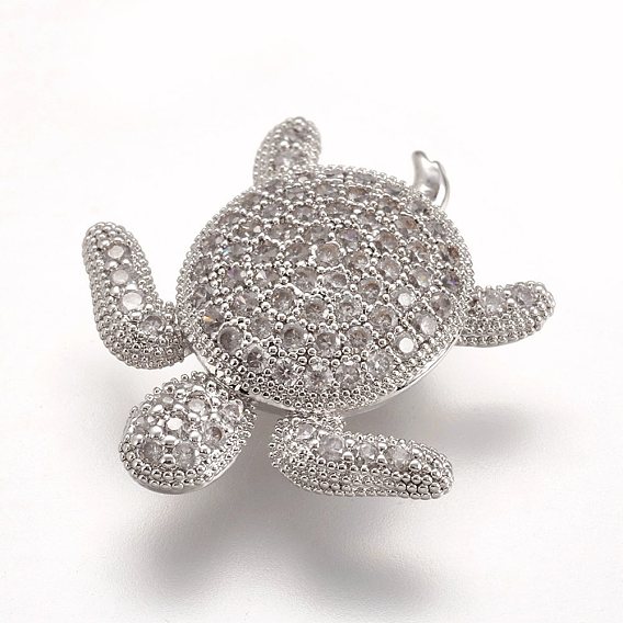 Латунные микро проложить кубического циркония подвески, черепаха