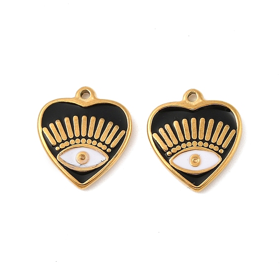 304 нержавеющей стальной эмали подвески, сердце с очаровательными глазами, реальный 18 k позолоченный, вакуумное покрытие pvd