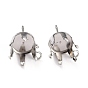 304 Stainless Steel Stud Earring Settings, Prong Earring Settings, with Loop, Flat Round