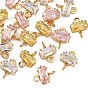SHEGRACE Brass Pave Cubic Zirconia Rectangle Connector Charms, Cadmium Free & Nickel Free & Lead Free, Long-Lasting Plated