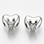 Alloy Enamel European Beads, Large Hole Beads, Tooth Shape, Platinum