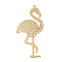 Brass Etched Metal Embellishments Pendants, Long-Lasting Plated, Flamingo Shape
