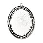 Тибетском стиле настройки сплав цинка кулон кабошон, без кадмия и без свинца, плоский овал лоток: 40x30 мм, 54.5x40x2 мм, отверстие : 3 мм