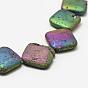 Electroplated Natural Druzy Geode Crystal Beads Strands, Rhombus, Dyed