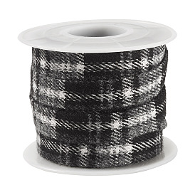5Yards Polyester Ribbon, Tartan Pattern, for Clothing Decoration, with 1Pc Plastic Spools