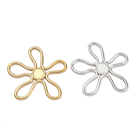 304 Stainless Steel Cabochon Connector Settings, Flower, Linking Rings, Ion Plating(IP)