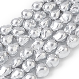 Нити бусин из гальванизированного непрозрачного стекла, имитирующие жемчуг, самородки